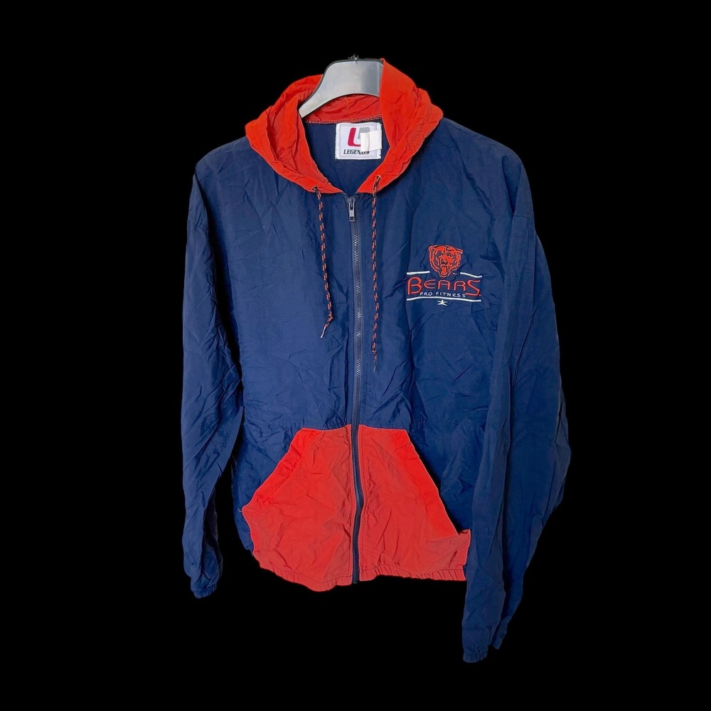 Chicago‎ Bears Legends Pro Fitness Windbreaker Jacket Navy Orange Mens Large